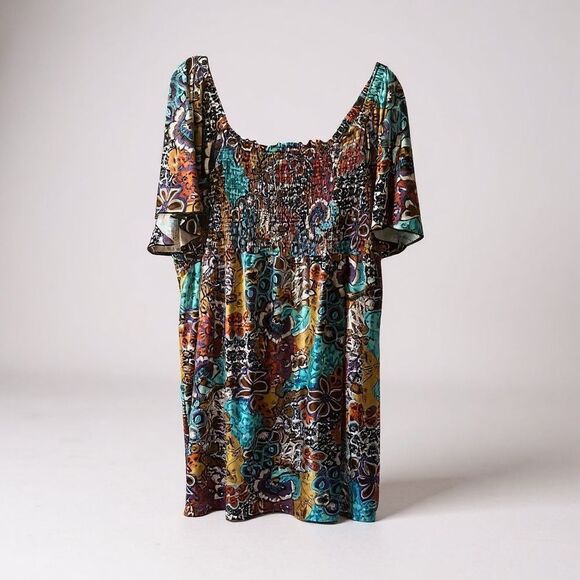 New Direction Smocked & Colorful Floral Dress 2X - Picture 3 of 9